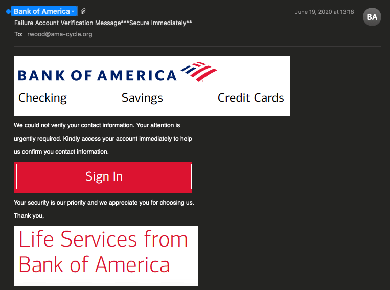 Bank of America Phishing Email Used Numerous Tricks to Prey Upon ...