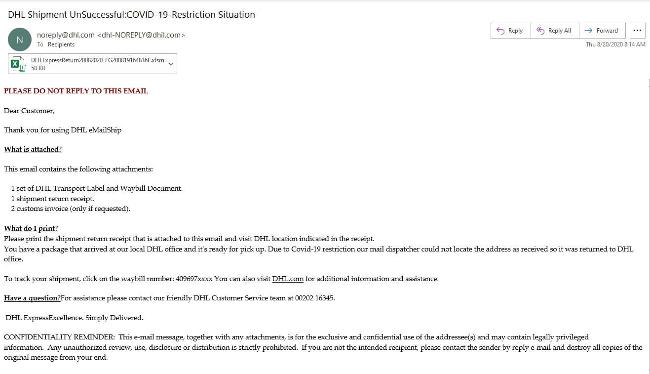 DHL email screenshot