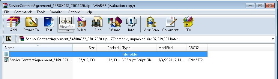 A view inside the .ZIP archive (Source: Zix | AppRiver)