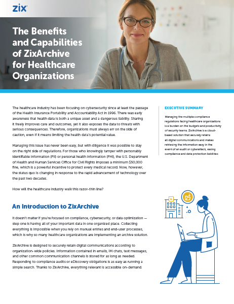 The Benefits and Capabilities of ZixArchive for Healthcare Organizations