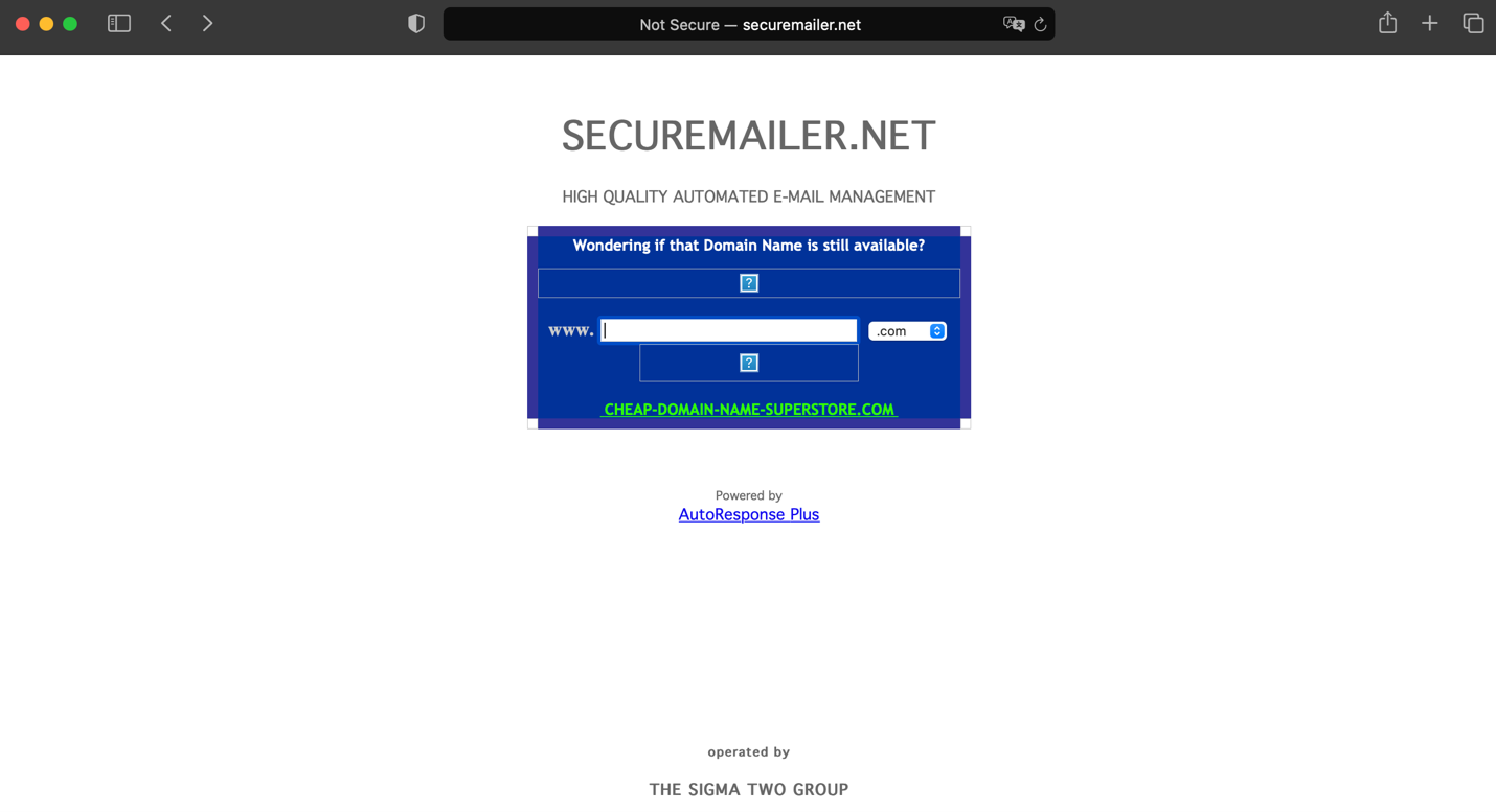 A screenshot of the securemailer[dot]net.