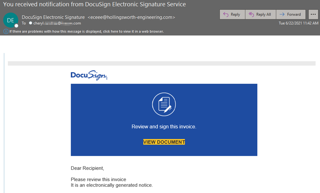 DocuSign Phishing Email