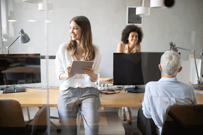 people working in an office