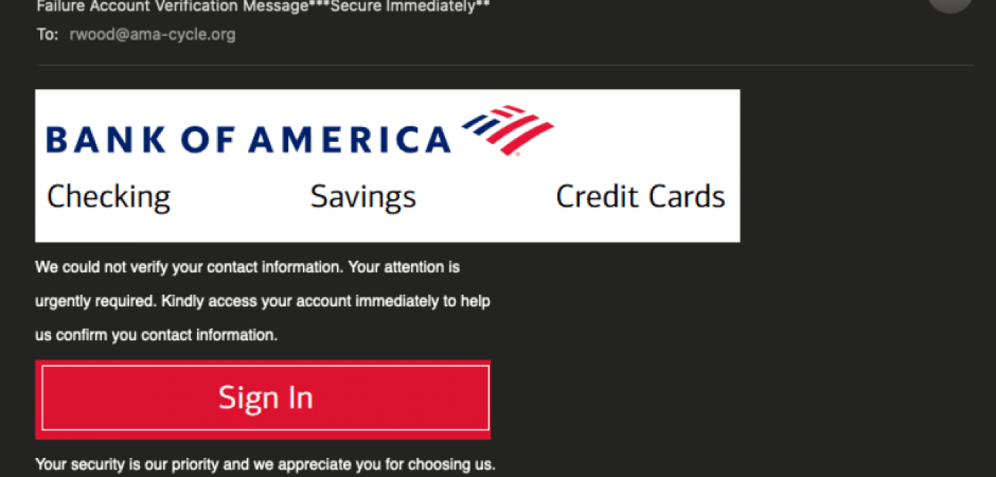 bank phishing examples