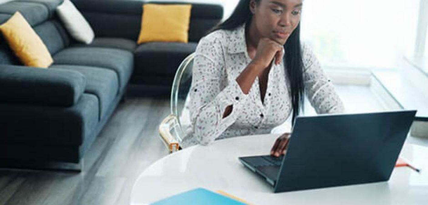 woman working remotely