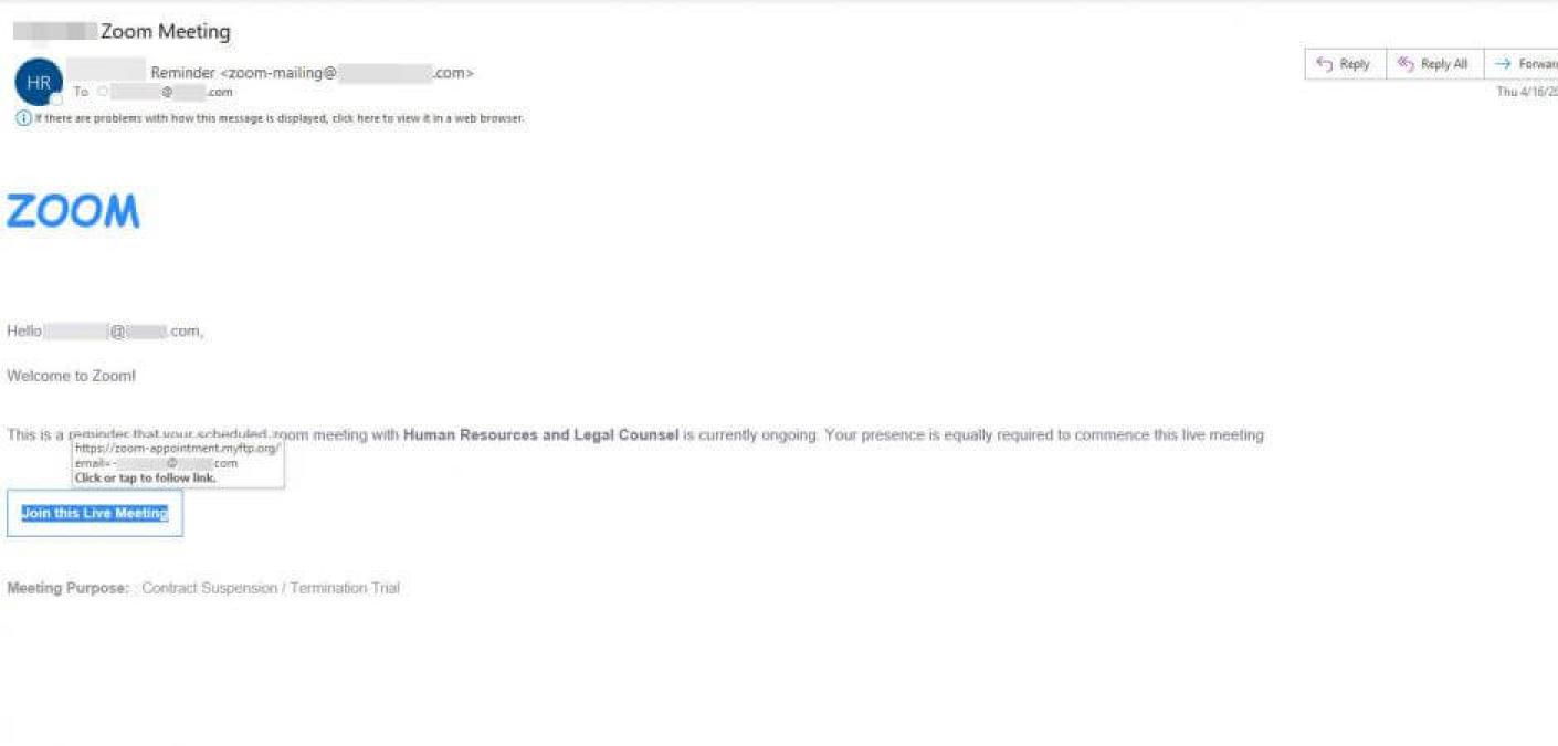 zoom phishing email