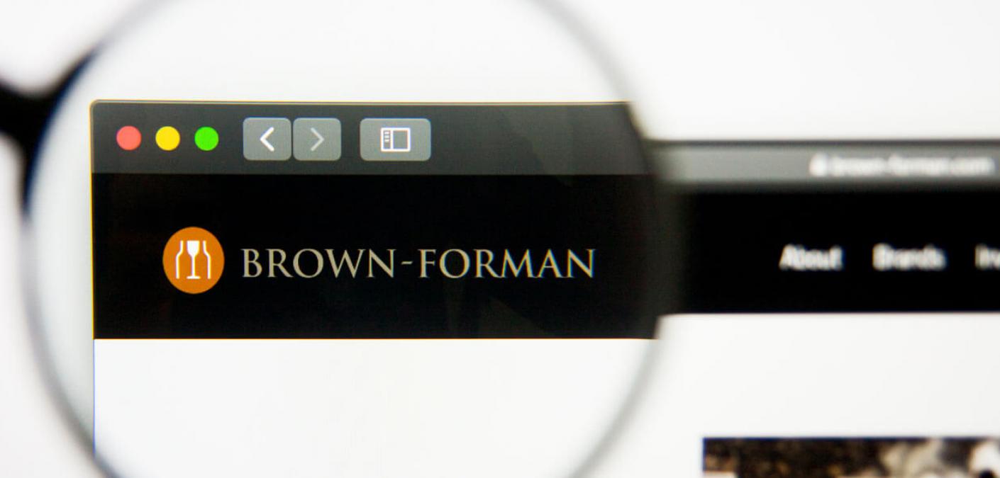 Magnifying glass over Brown-Forman webpage