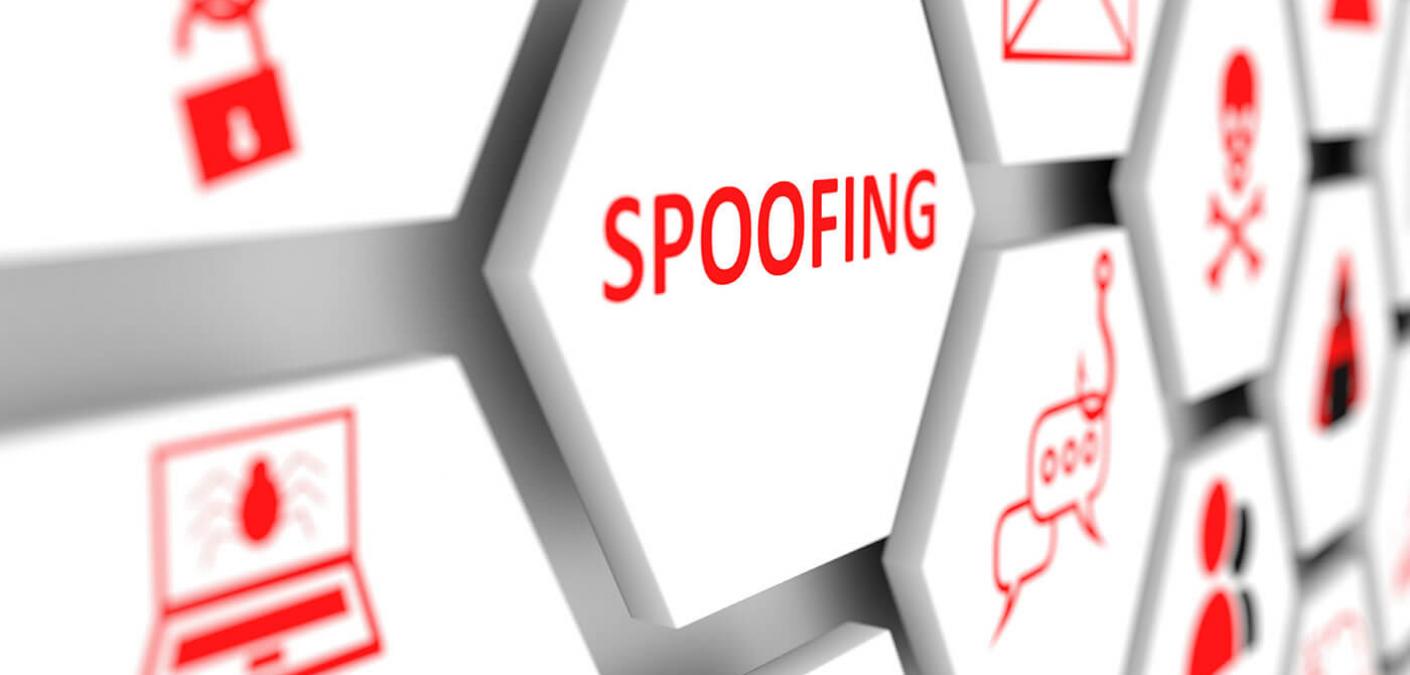 Graphic with tiles that saying 'Spoofing'