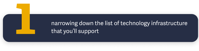 1. narrowing down the list of technology infrastructure that you'll support